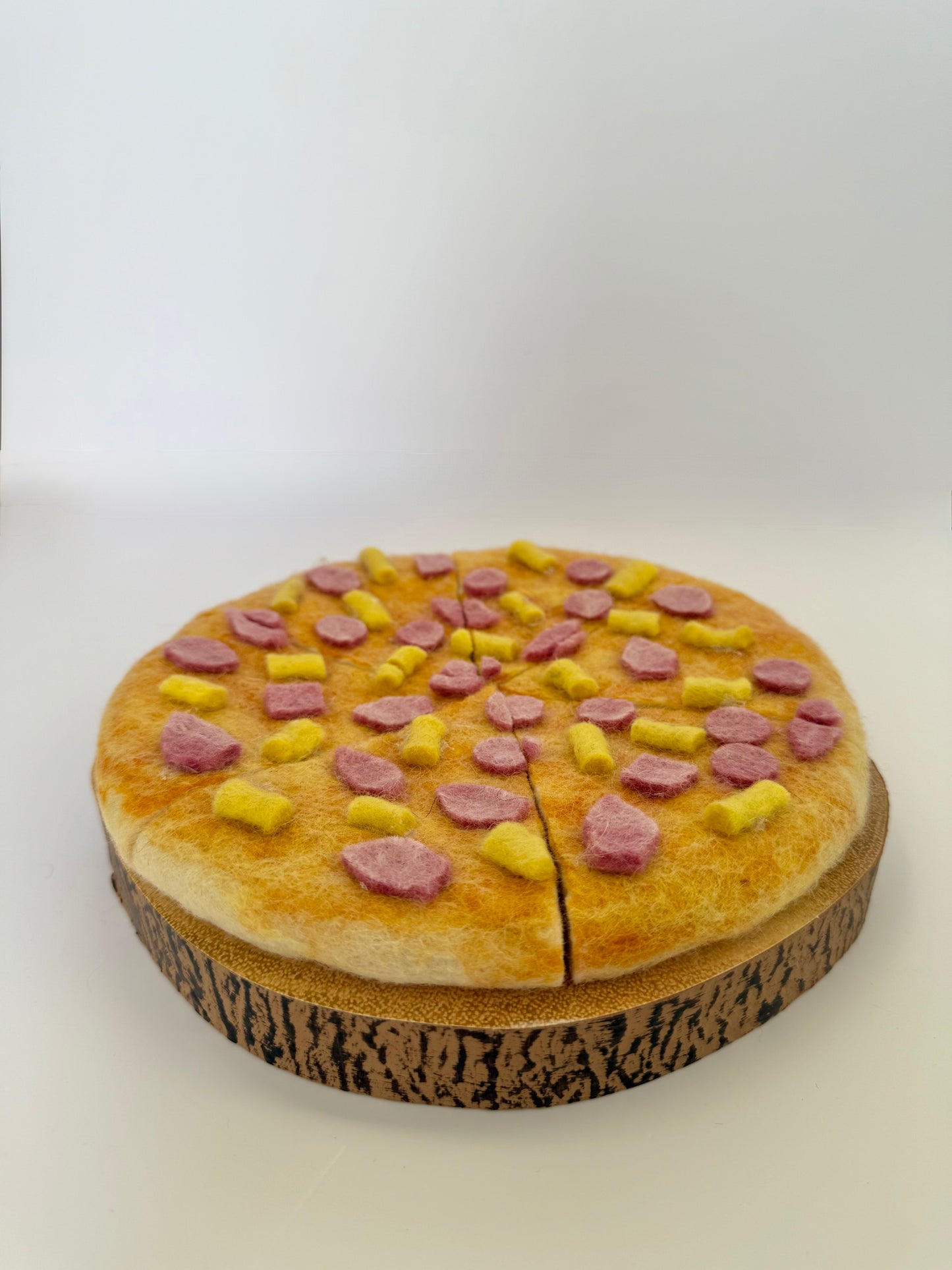 Felt ham and pineapple pizza