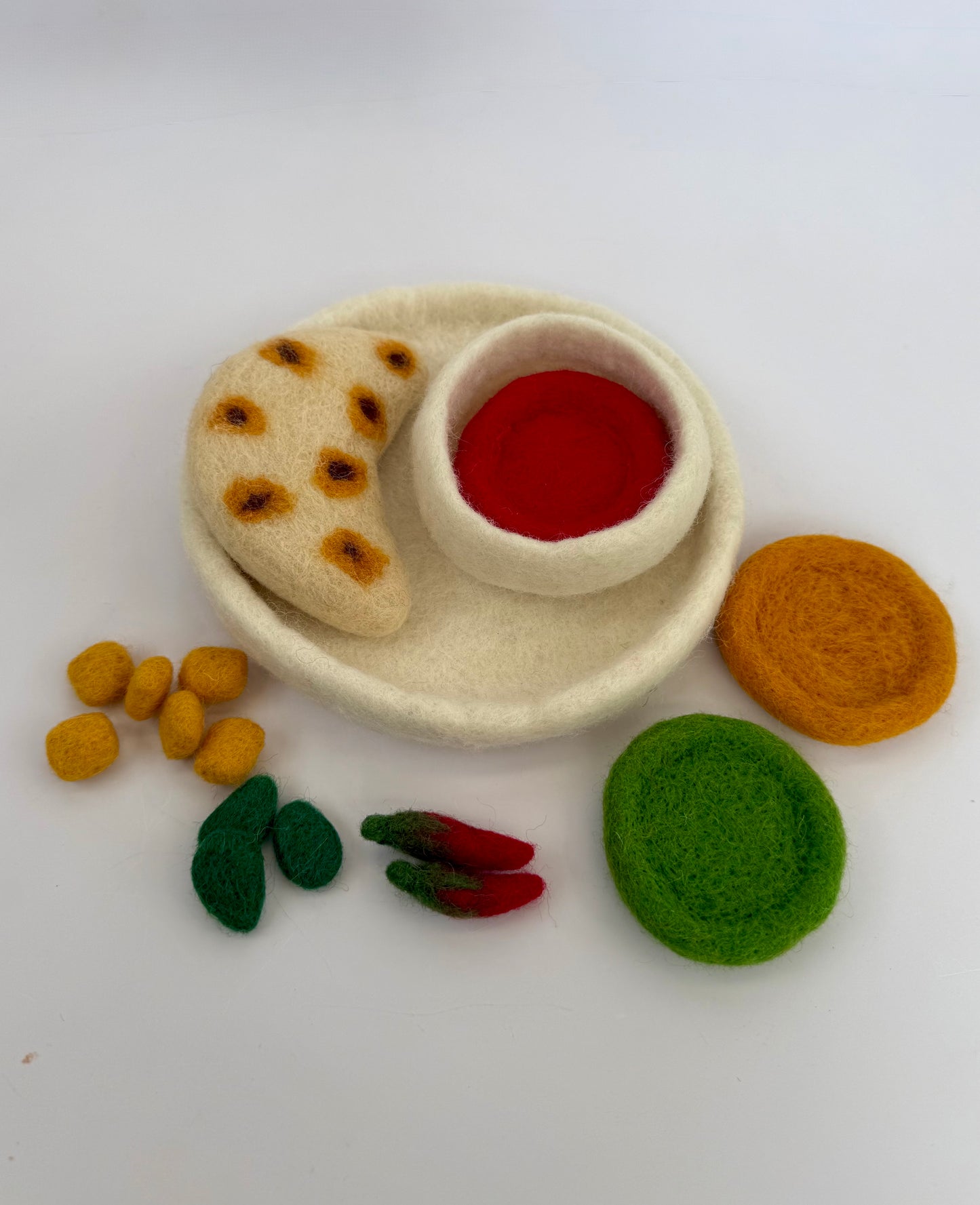 Felt Curry and Naan bread Play food set