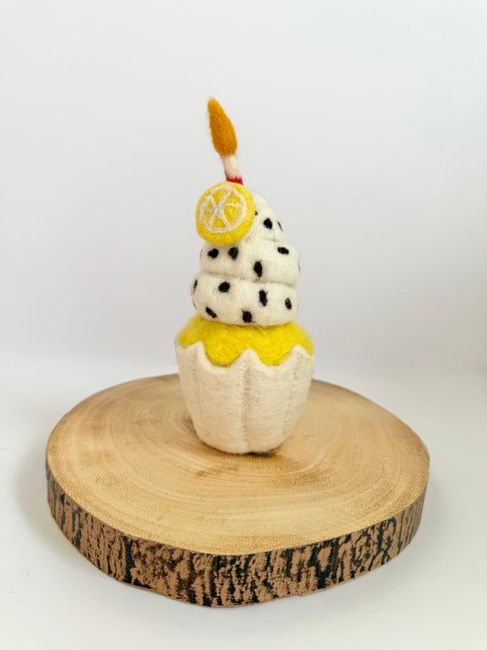 Lemon birthday cupcake