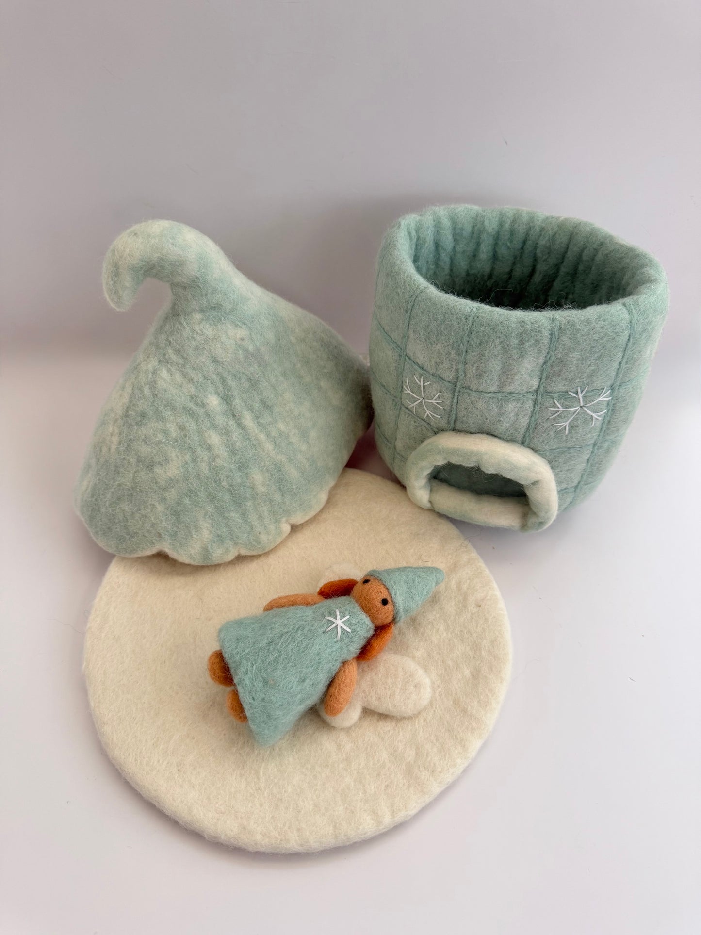 Felt winter fairy house