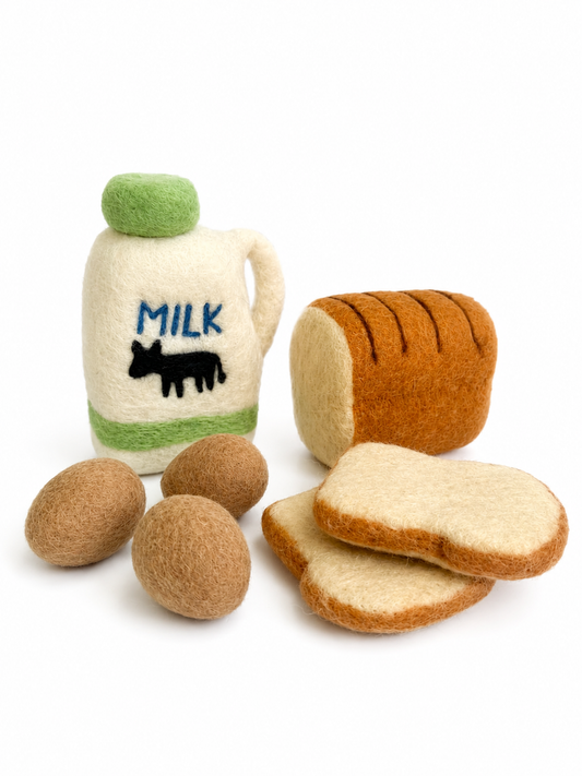 Felt food essentials set - Milk, Bread and eggs