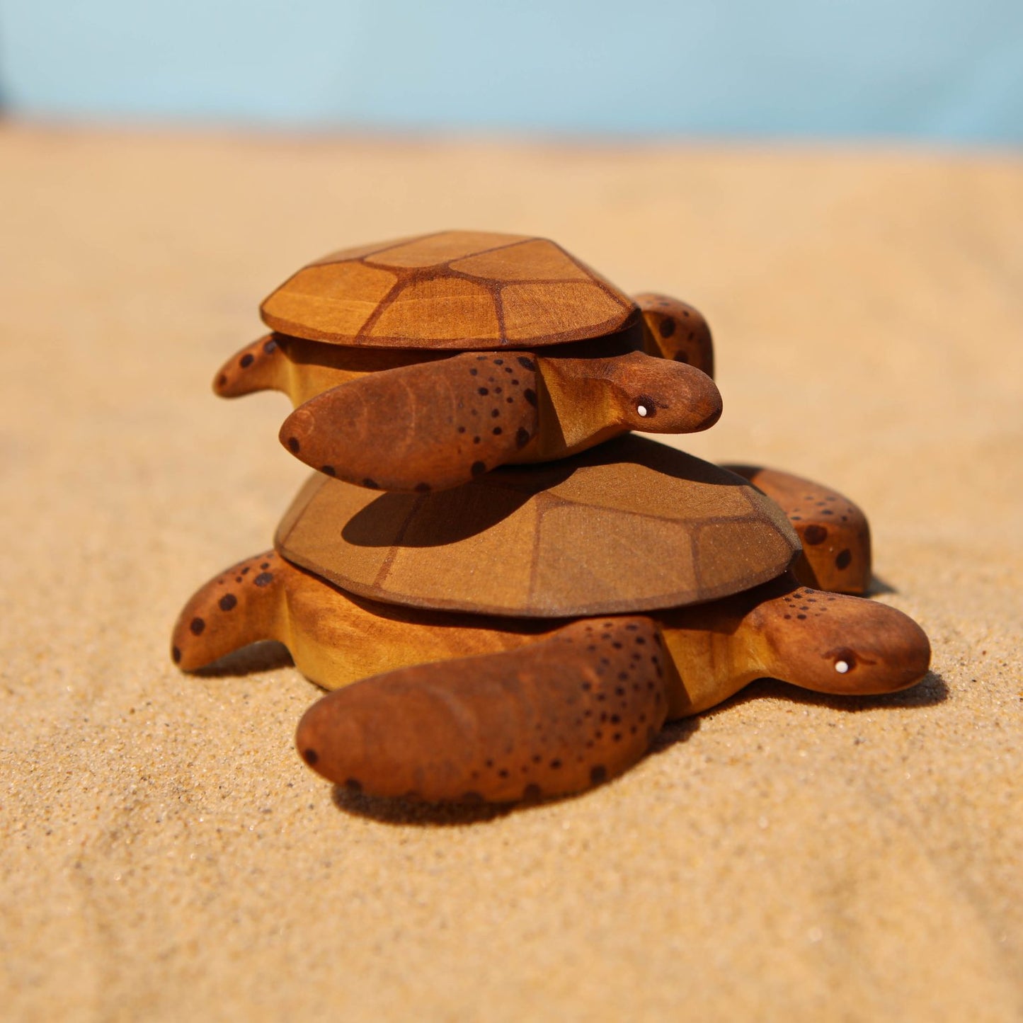 Wooden brown baby turtle