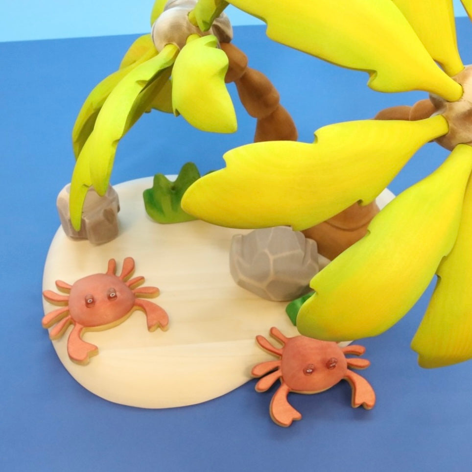 Palm trees and wooden base