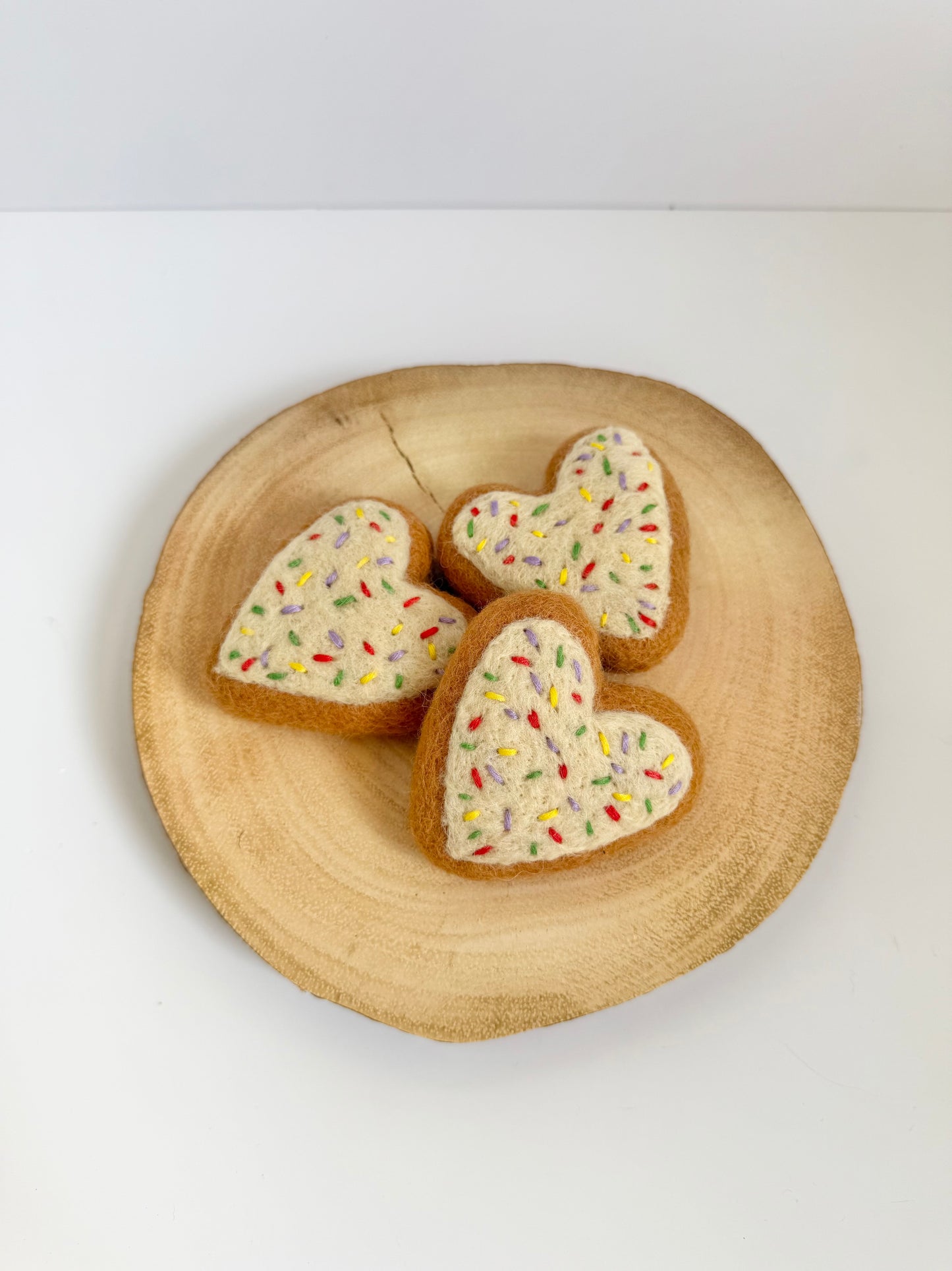 Felt heart sprinkle cookie