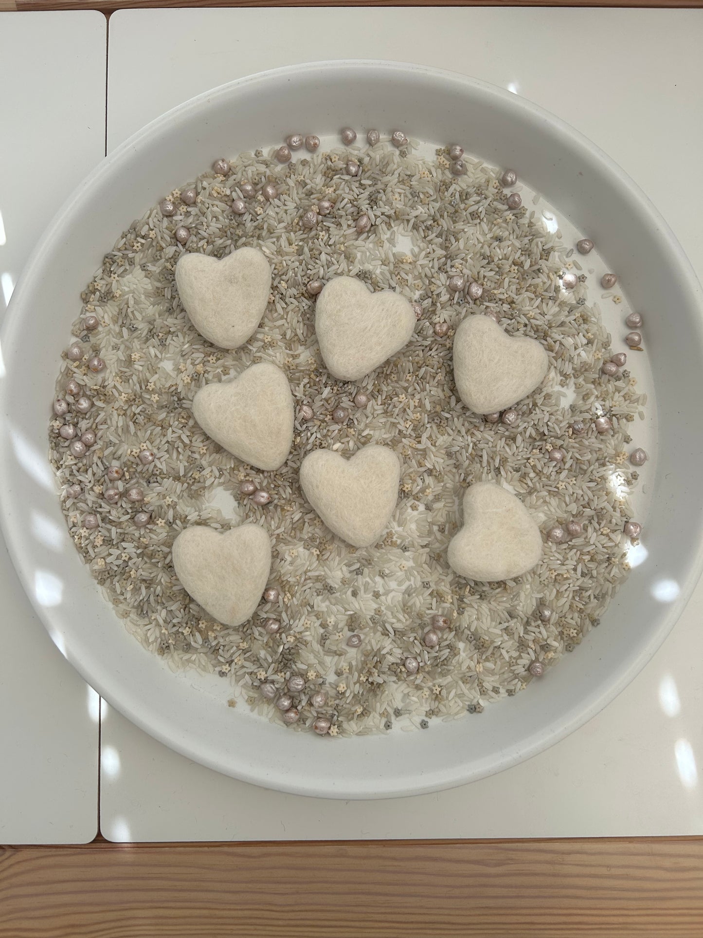 Felt heart loose parts