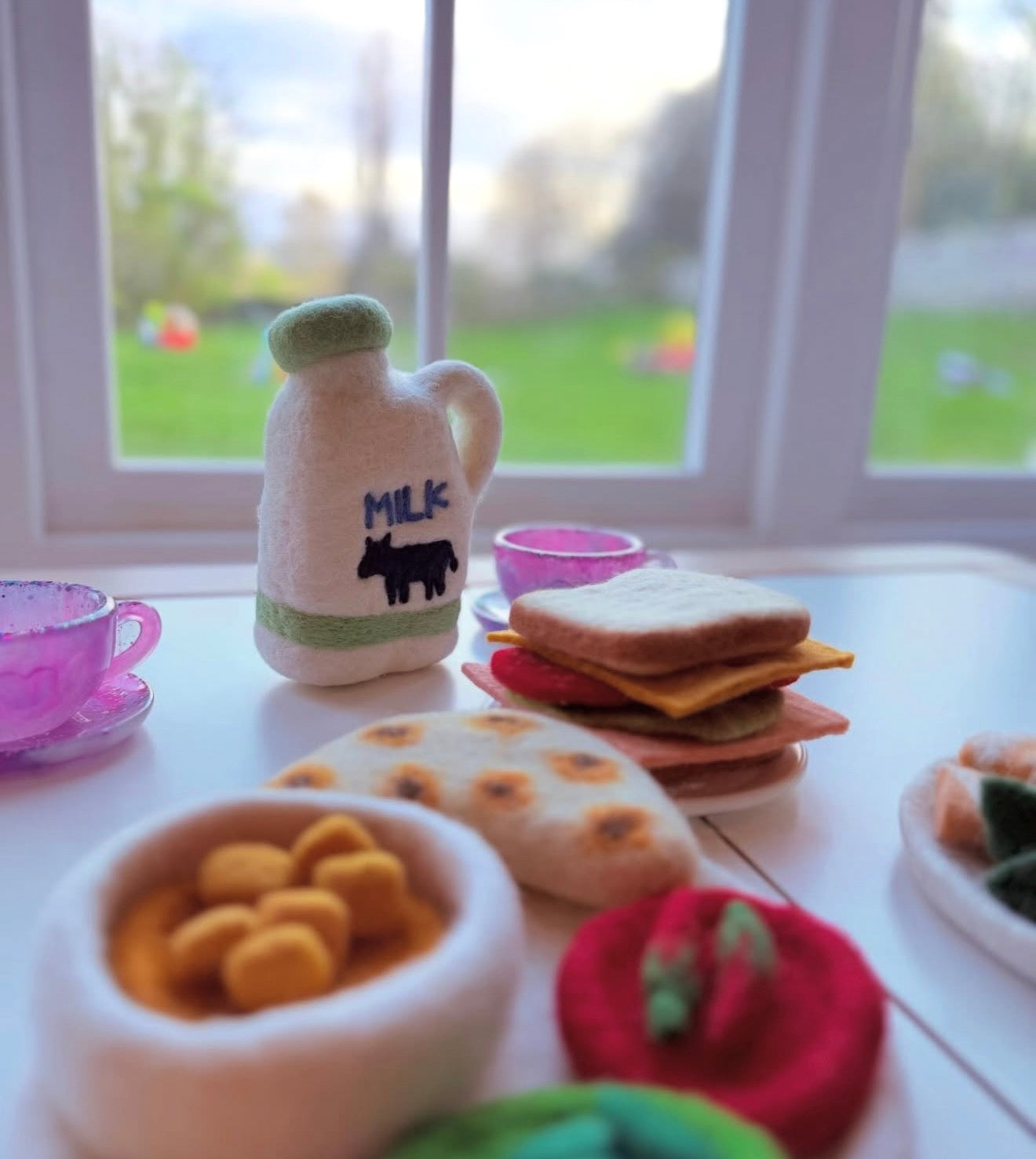 Felt strawberry milk carton play food