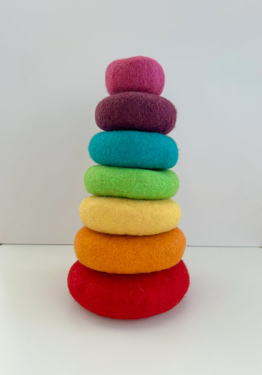 Rainbow stacking pebbles