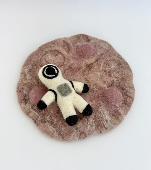 Felt moon play mat and astronaut