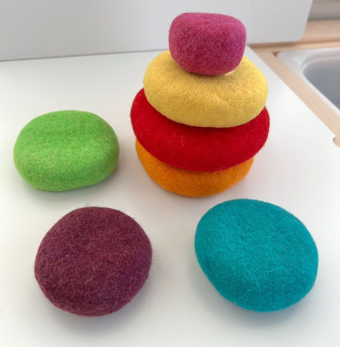 Rainbow stacking pebbles