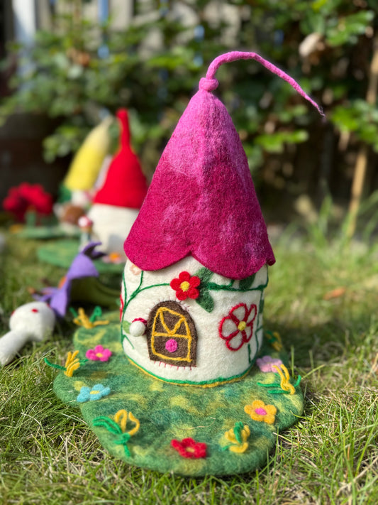 Pink whimsical fairy house