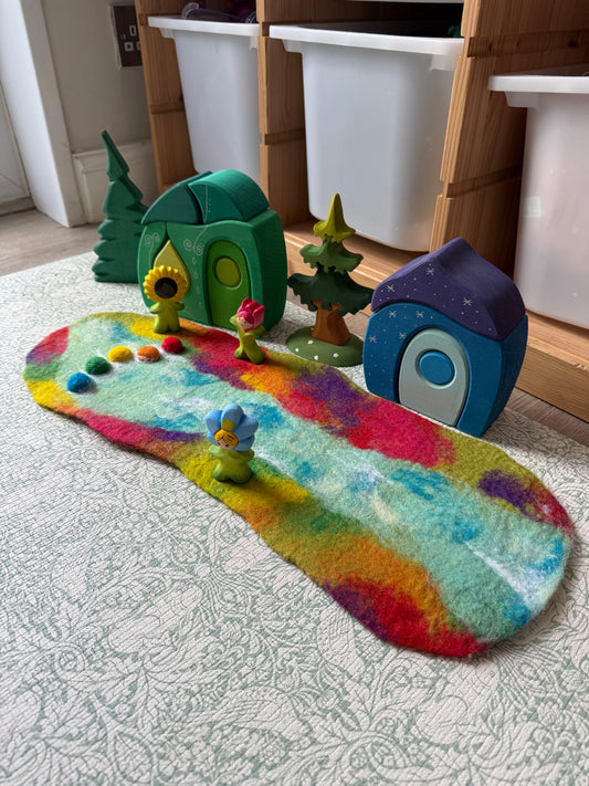 Rainbow Stepping stones river felt play mat