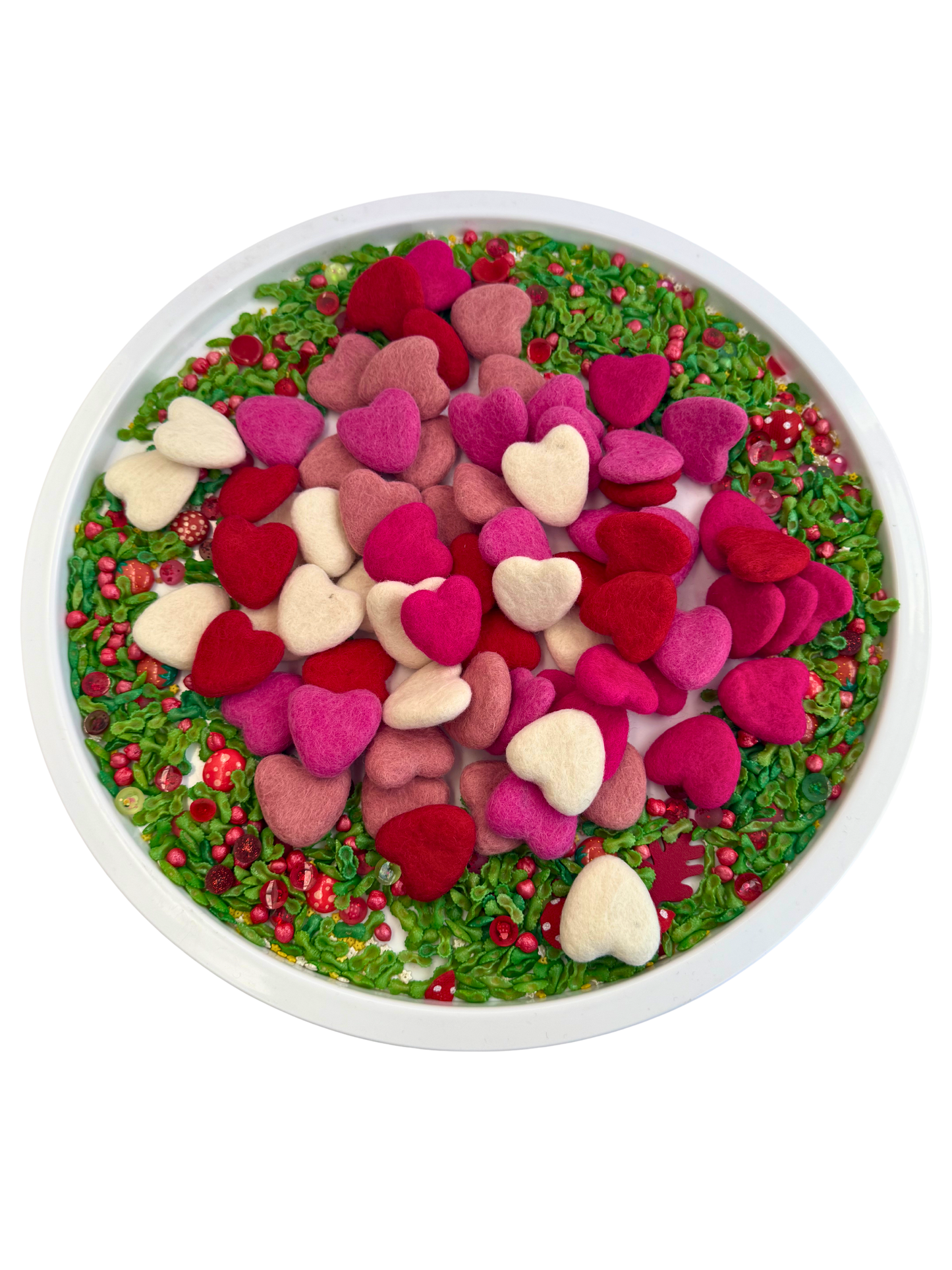Felt hearts loose parts