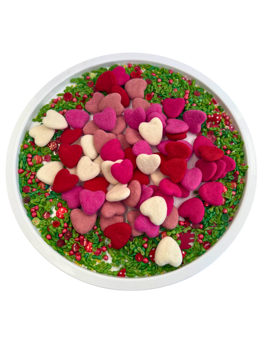 Felt hearts loose parts