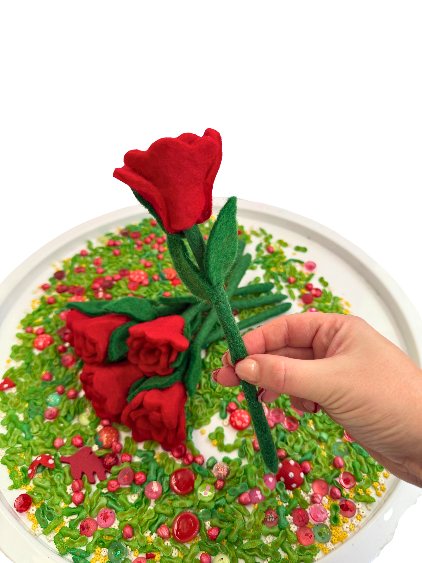 Red felt rose