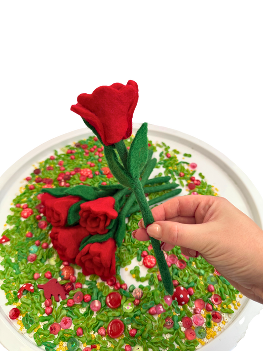 Red felt rose