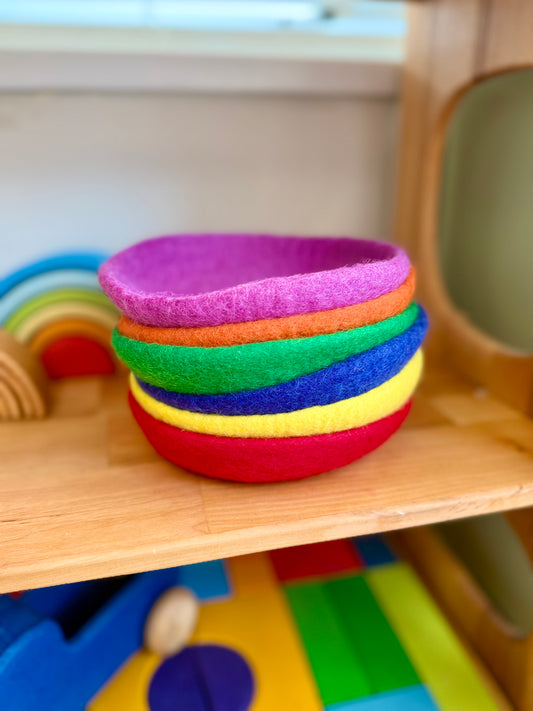 Rainbow felt stacking plates