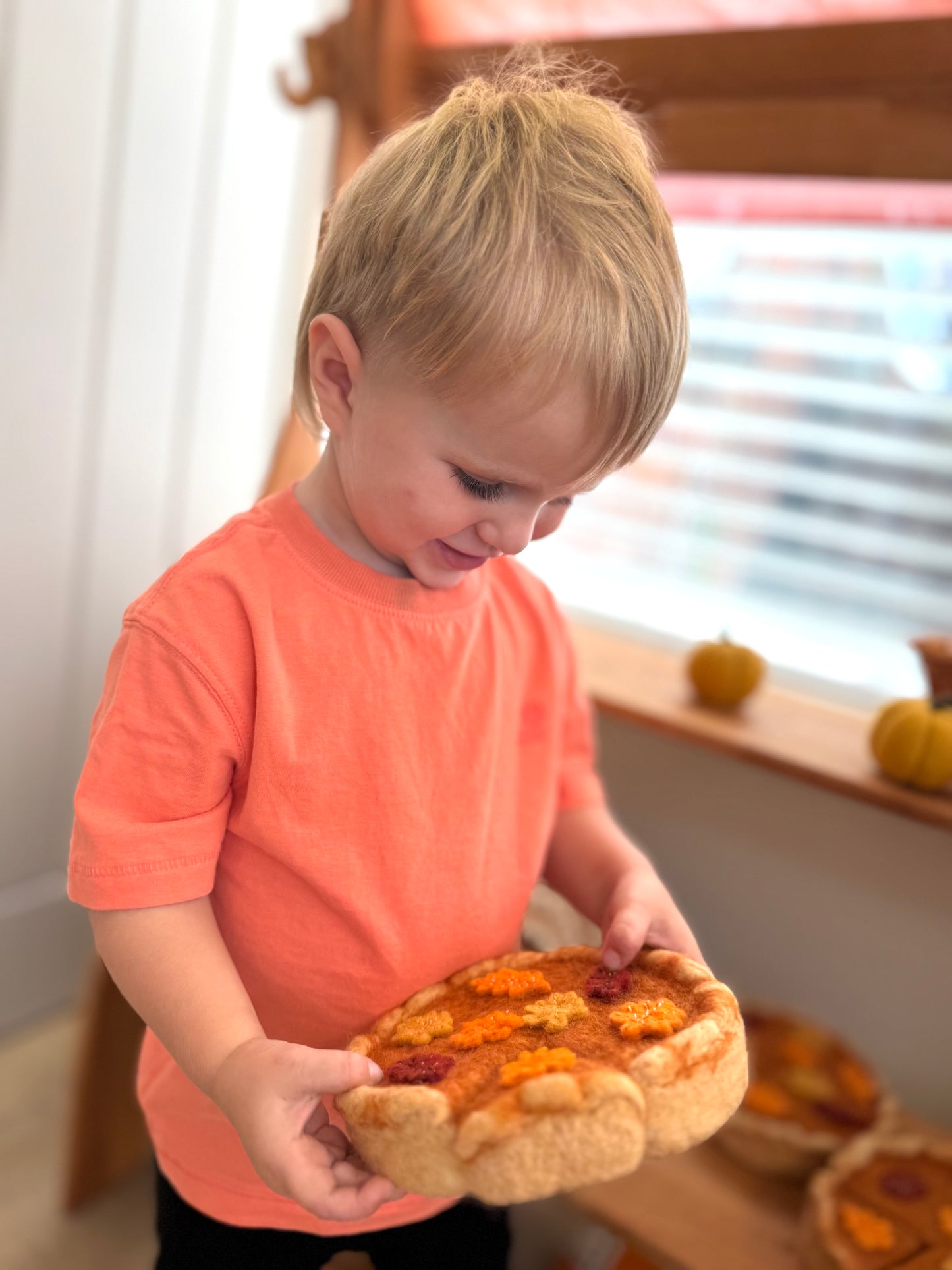 Felt pumpkin pie play set