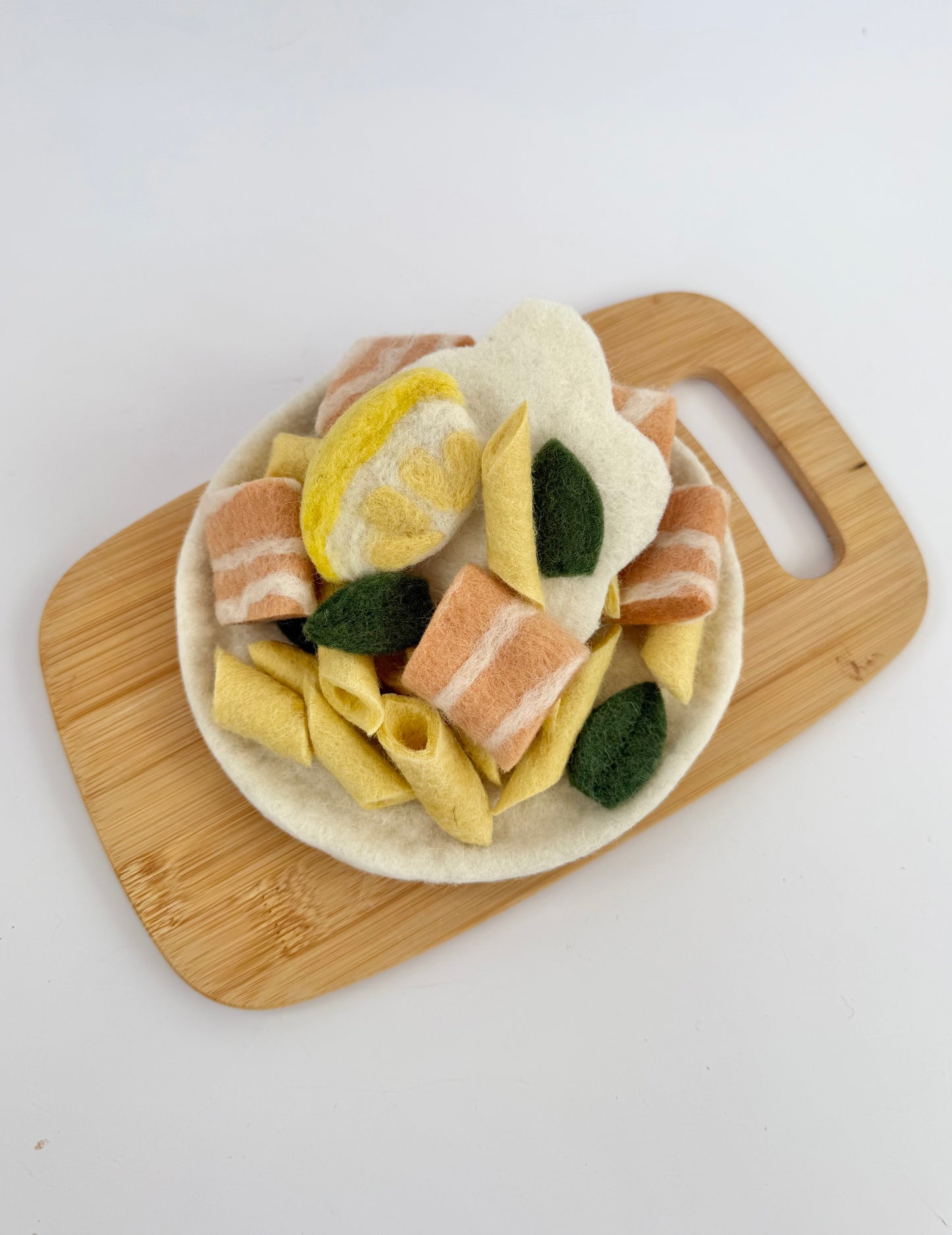 Felt salmon creamy pasta play food set