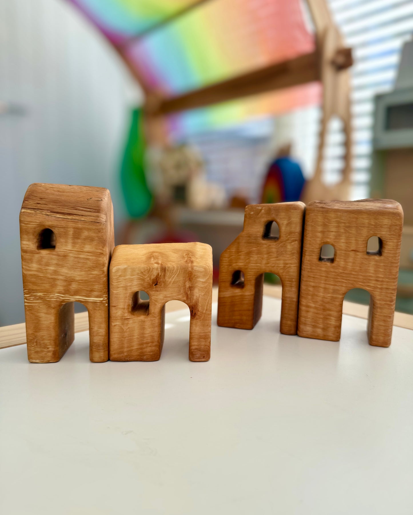 Bikeho wooden village houses 4pc set