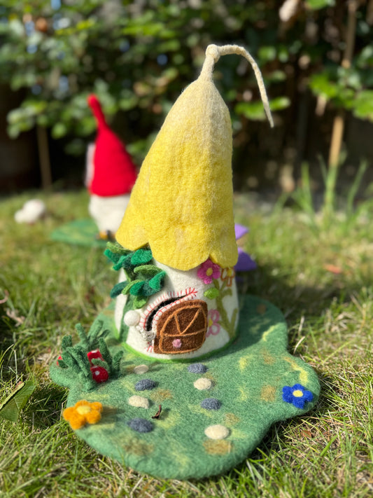 Yellow whimsical fairy house