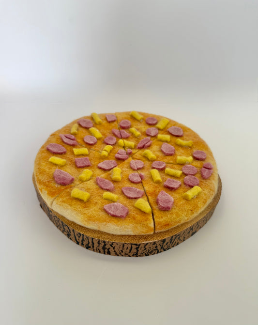 Felt ham and pineapple pizza