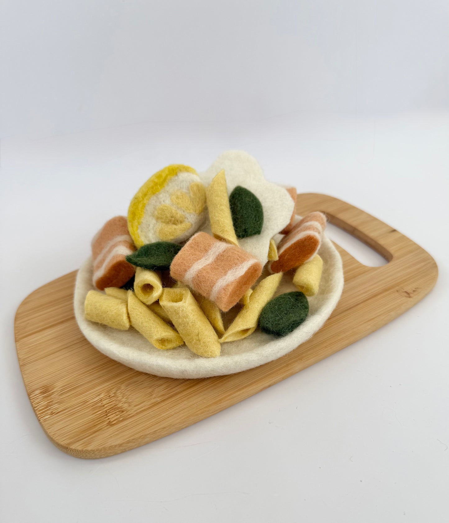 Felt salmon creamy pasta play food set