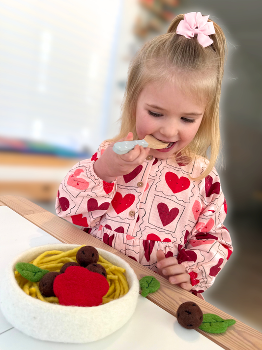 Felt spaghetti and meat balls