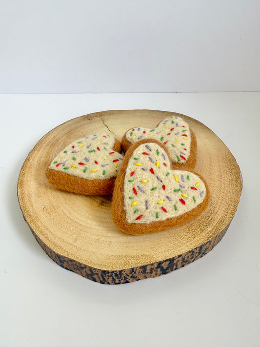 Felt heart sprinkle cookie