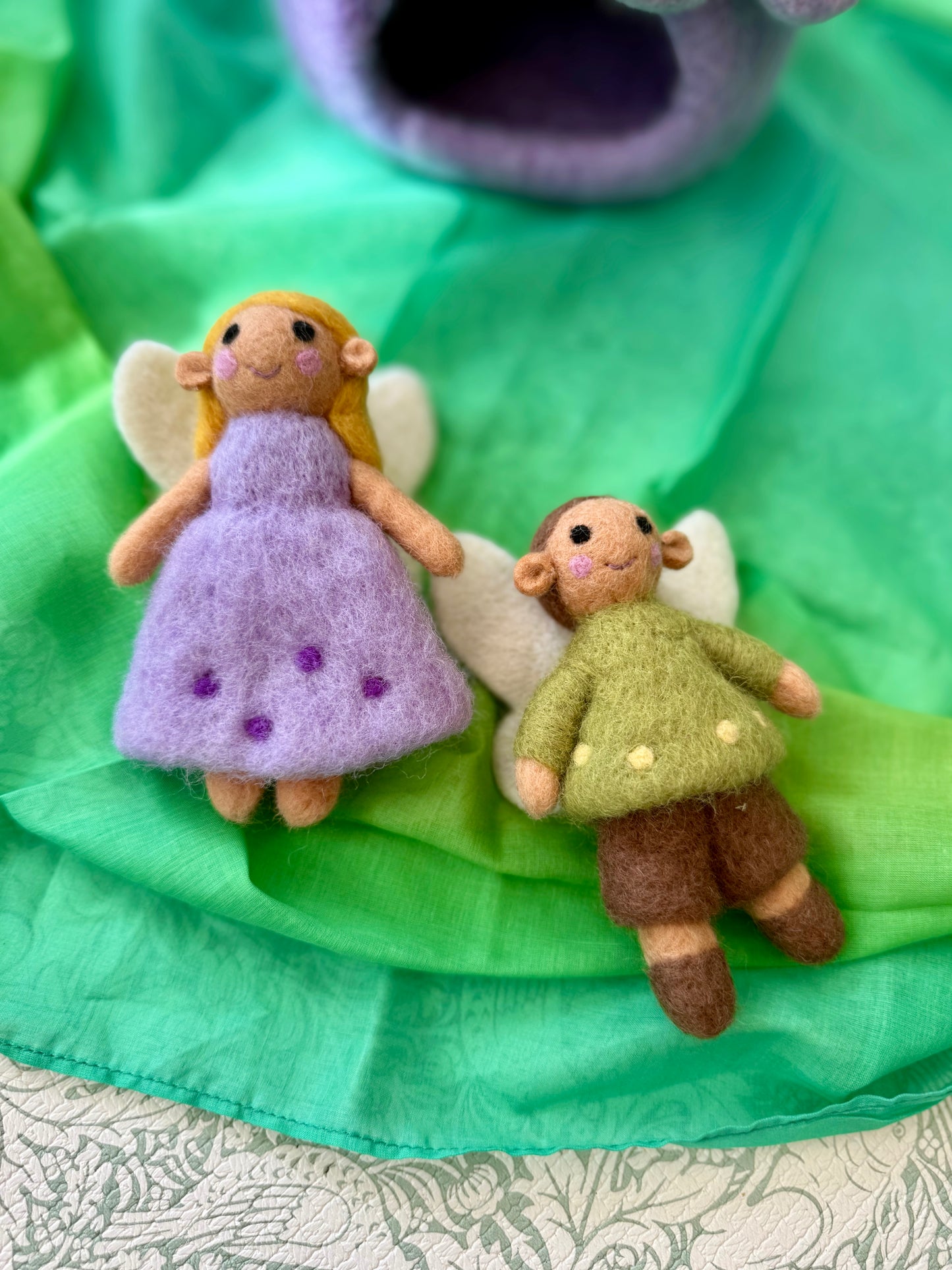 Felt Spring Fairy house and Fairies play set
