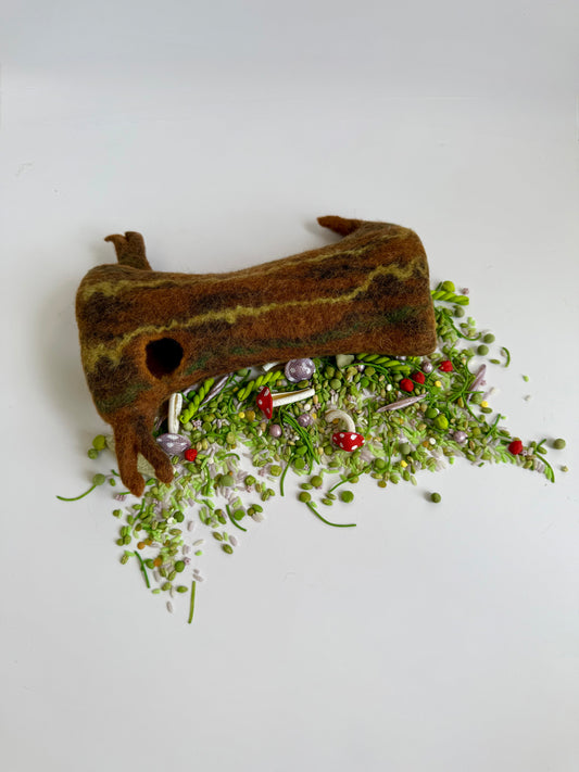 Hand felted tree log