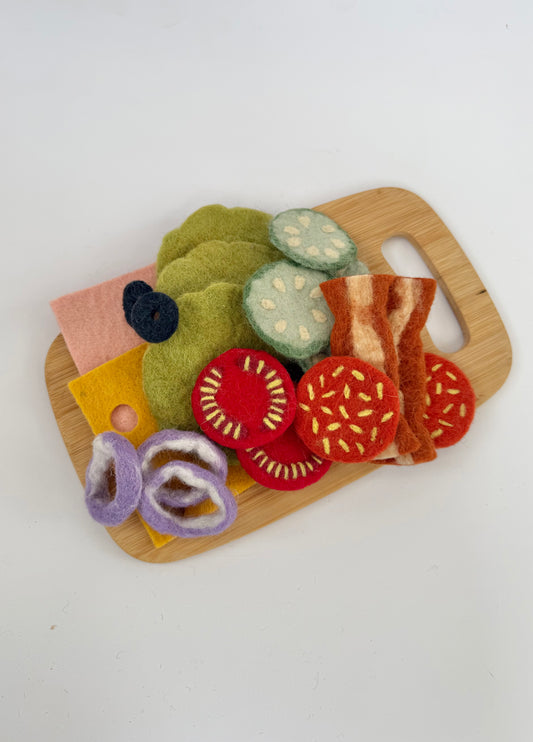 Felt sandwhich and salad play food set