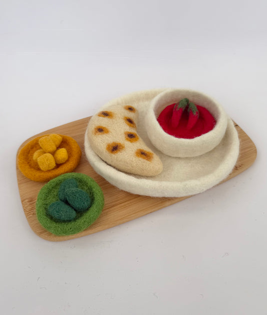 Felt Curry and Naan bread Play food set