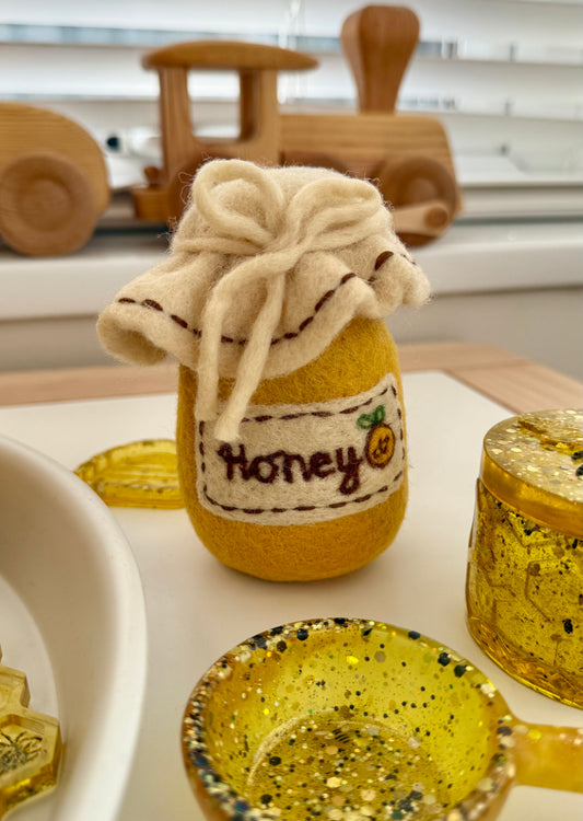 Felt honey jar with removable lid