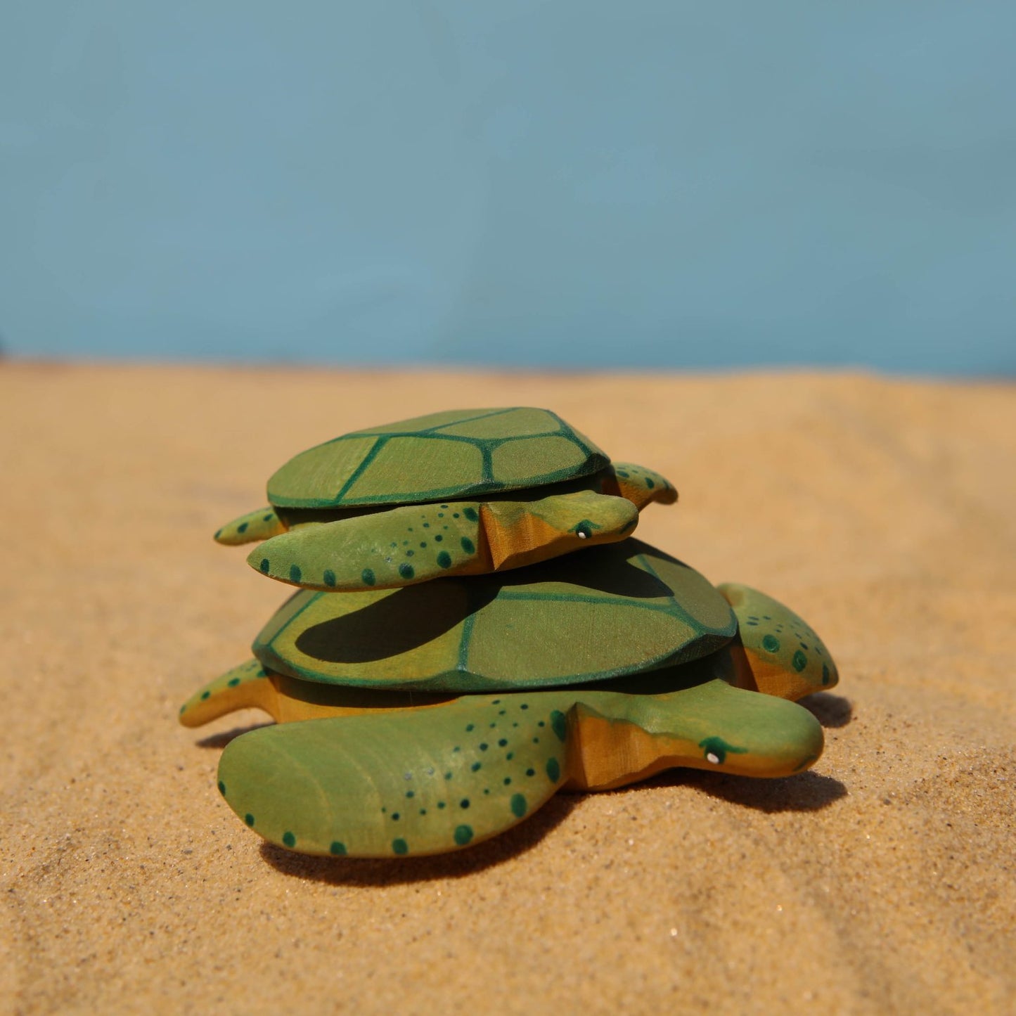 Wooden green baby turtle