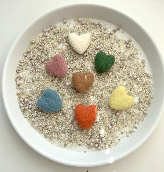 Felt heart loose parts