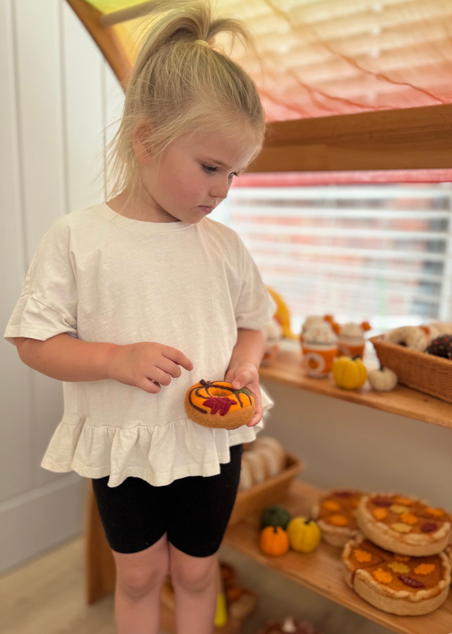 Felt autumn pumpkin donut