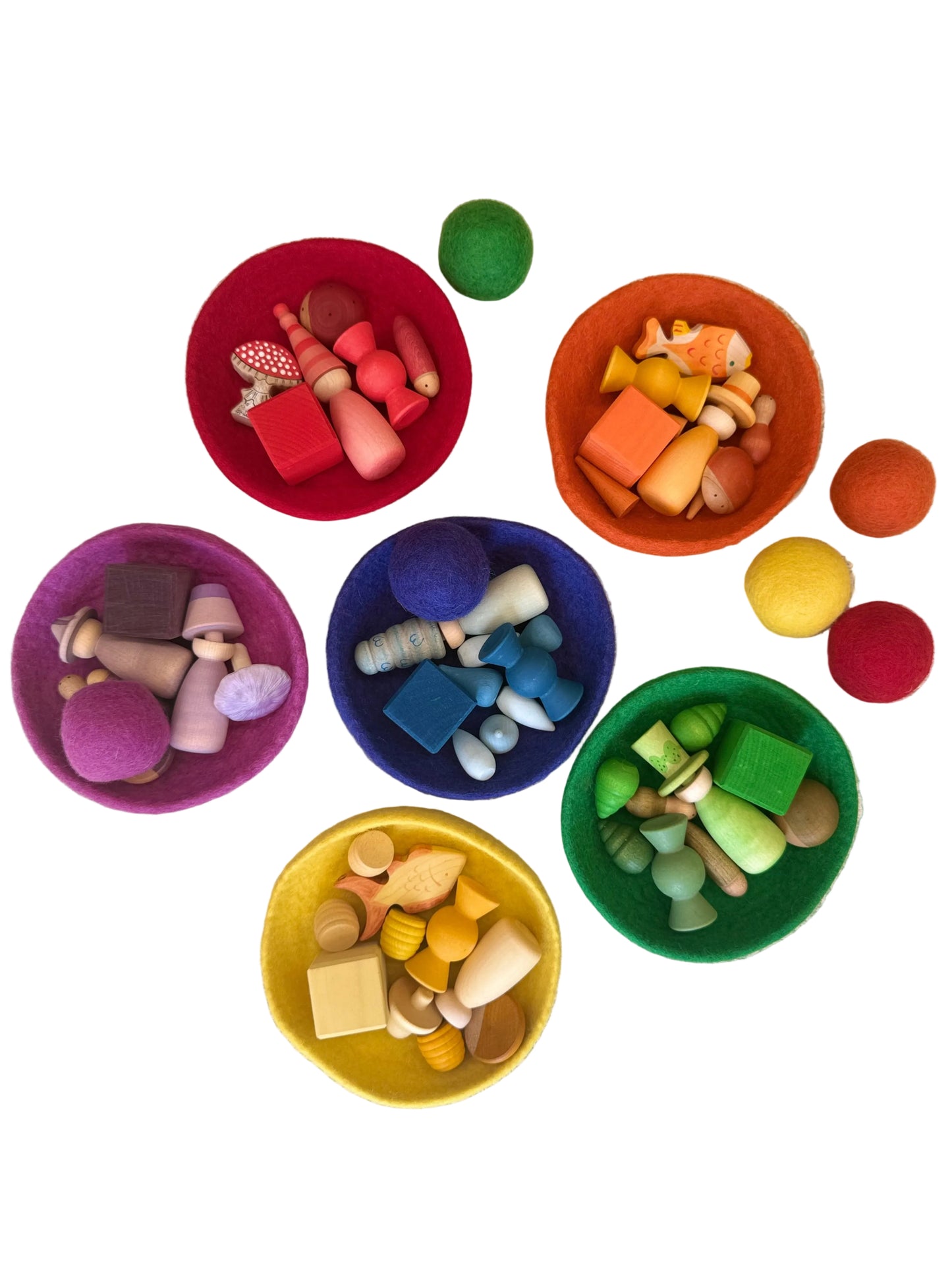 6 felt Rainbow jumbo balls