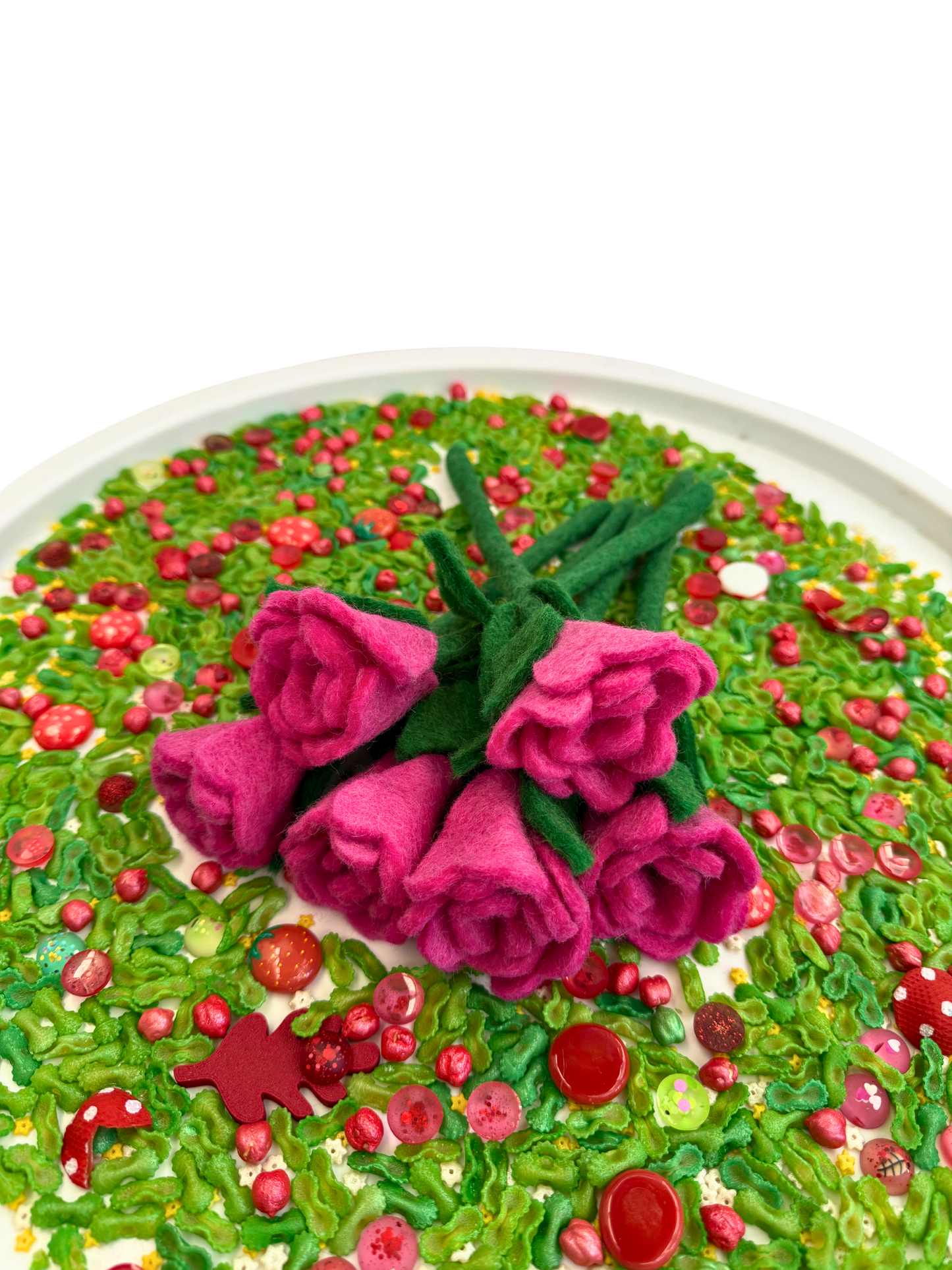 pink felt rose