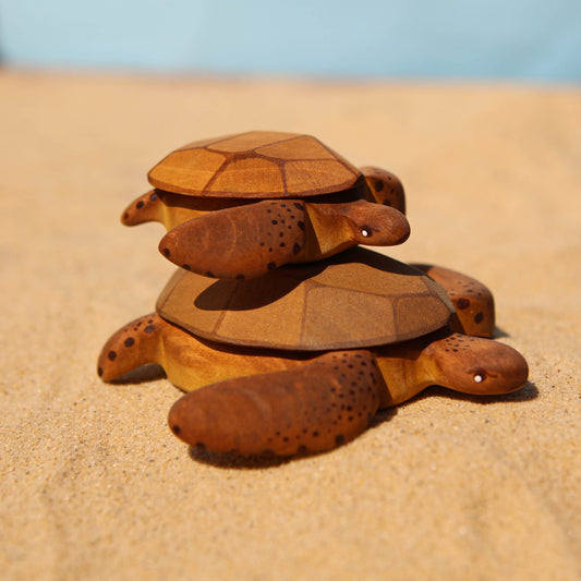 Wooden brown baby turtle