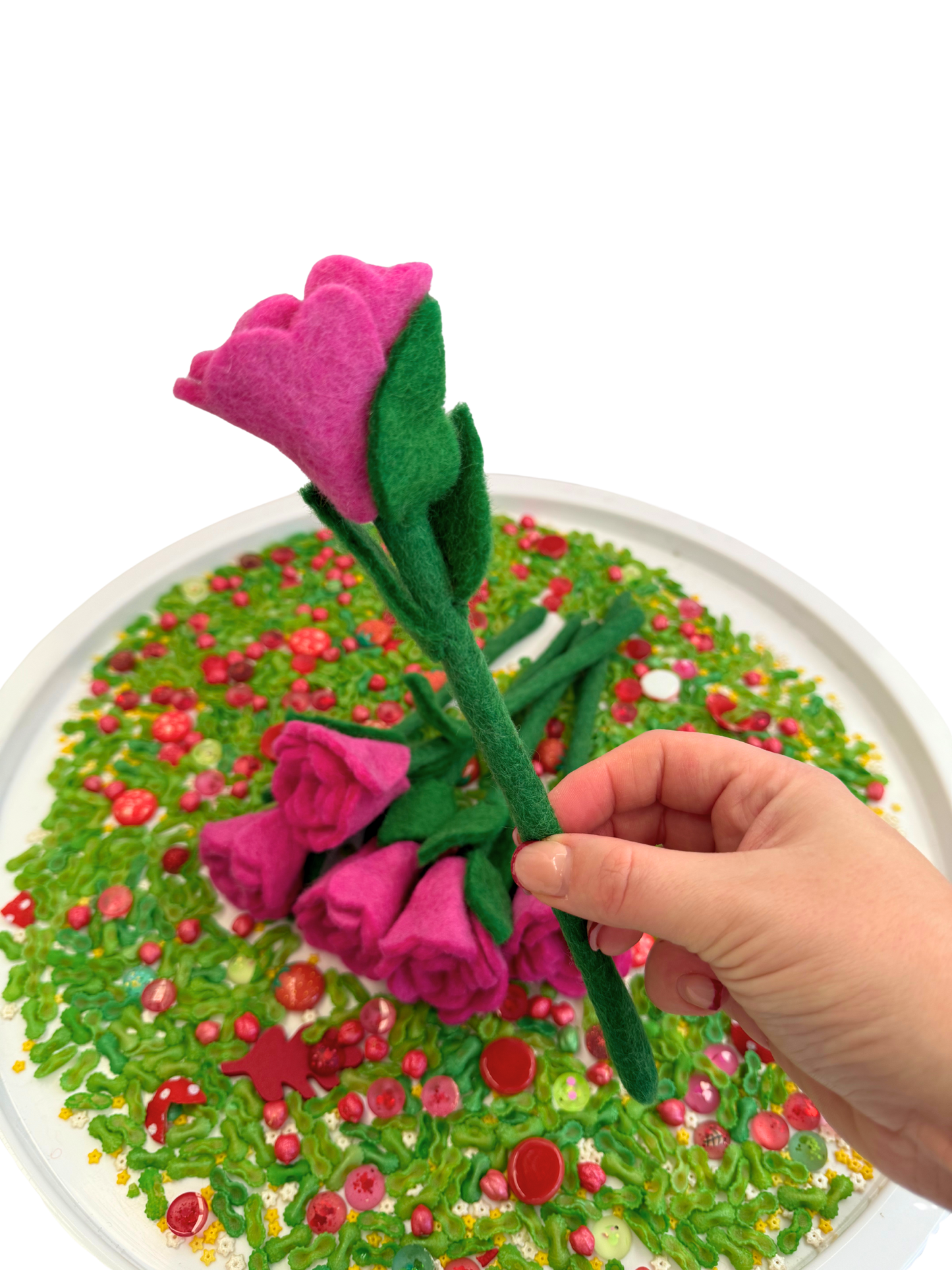 pink felt rose