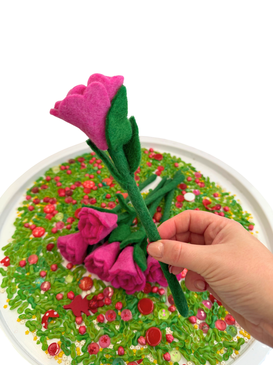 pink felt rose
