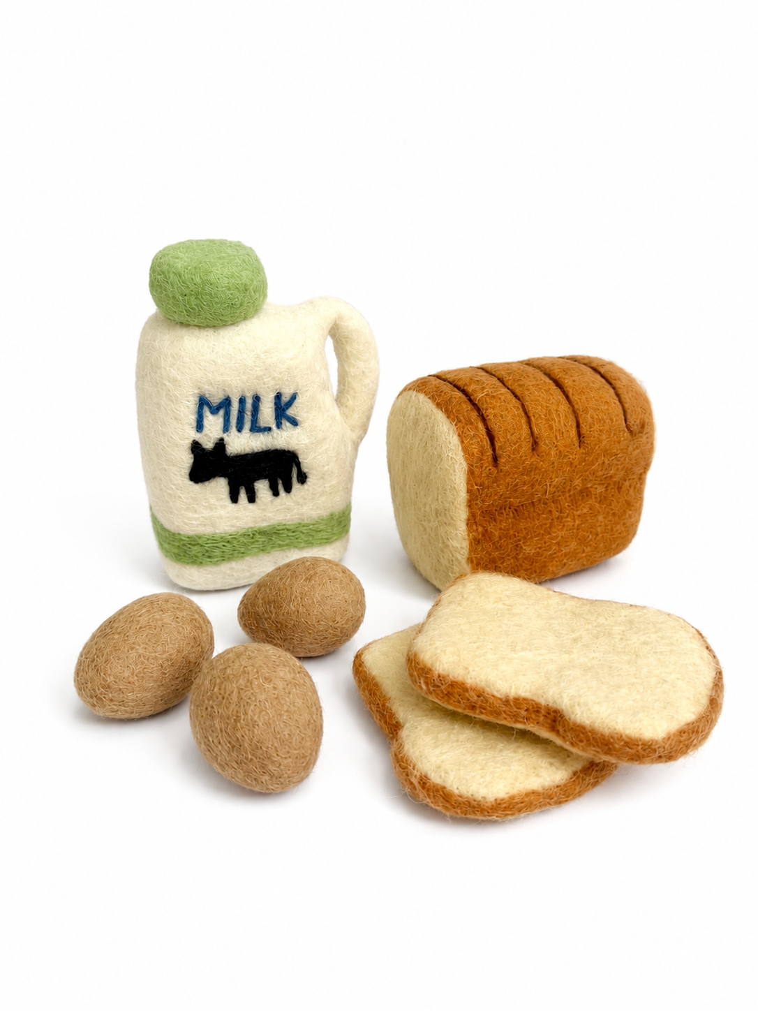 Felt food essentials set - Milk, Bread and eggs
