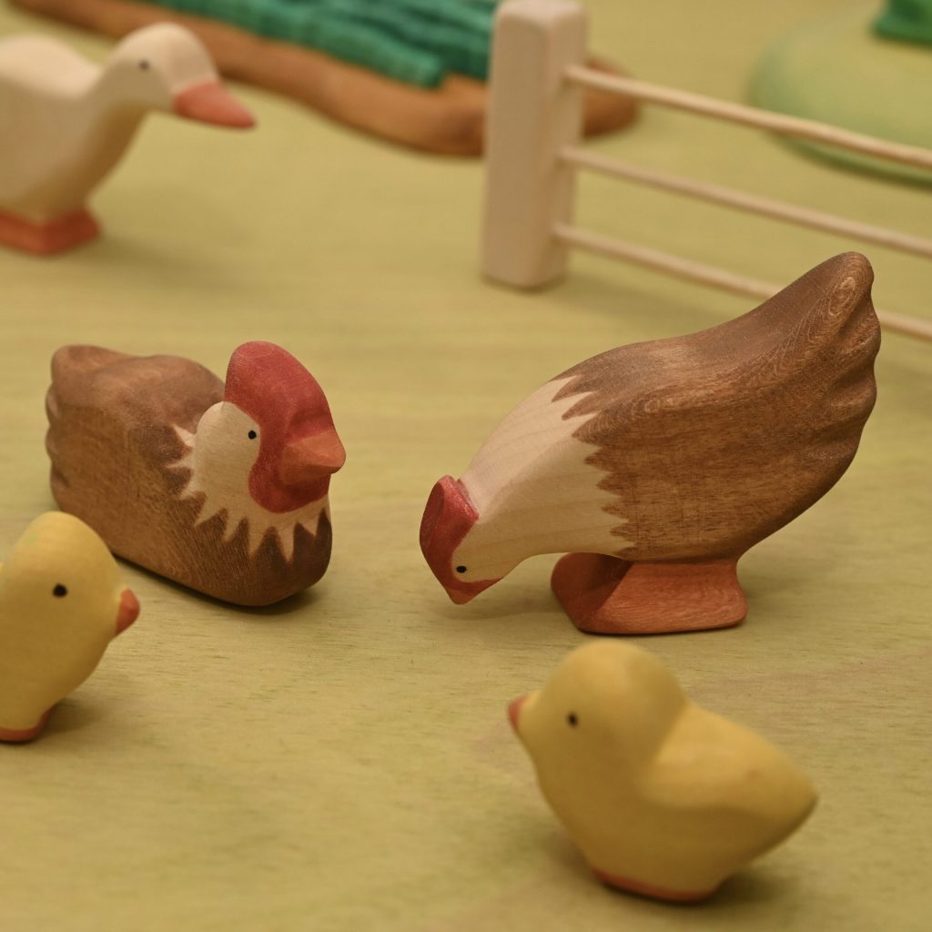 Wooden Chicken eating