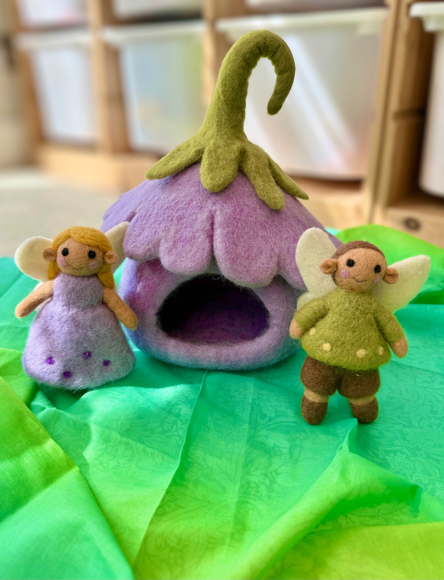 Felt Spring Fairy house and Fairies play set