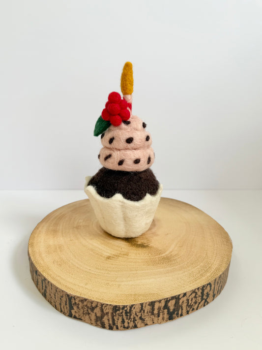 Raspberry birthday cupcake
