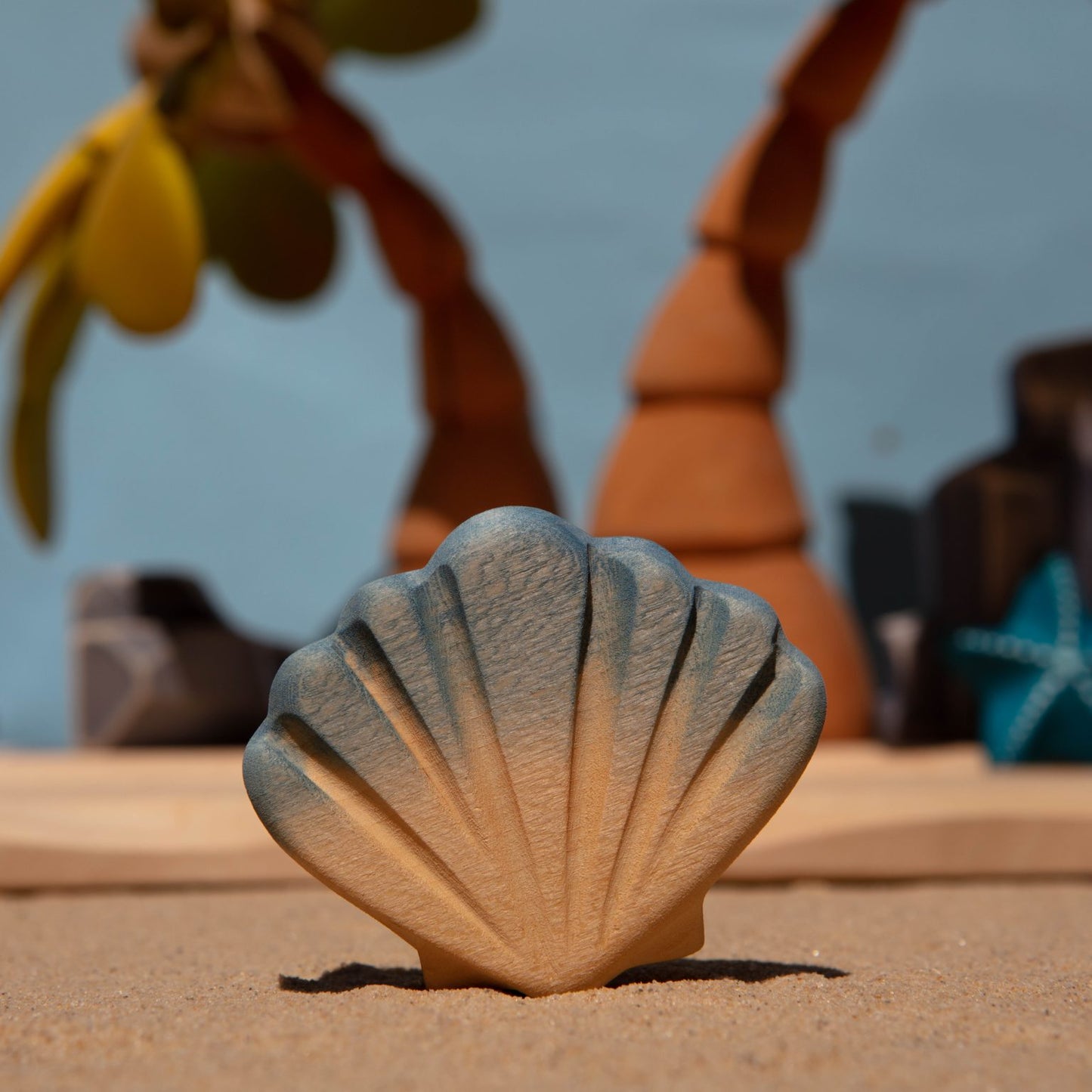 Wooden Blue seashell