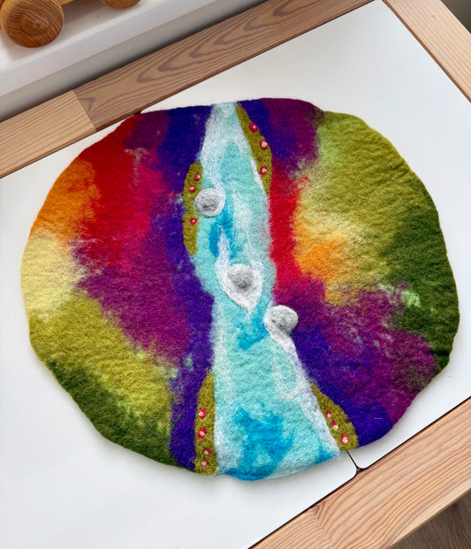Magical rainbow felt play mat