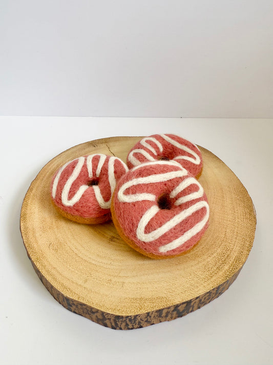 Felt pink icing donut