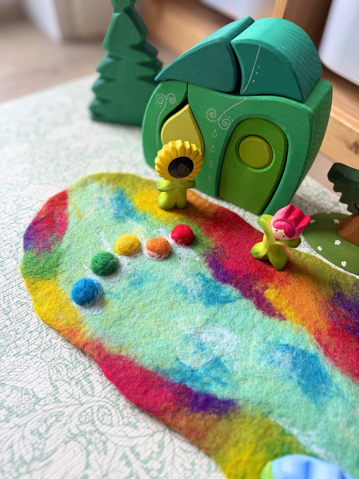 Rainbow Stepping stones river felt play mat