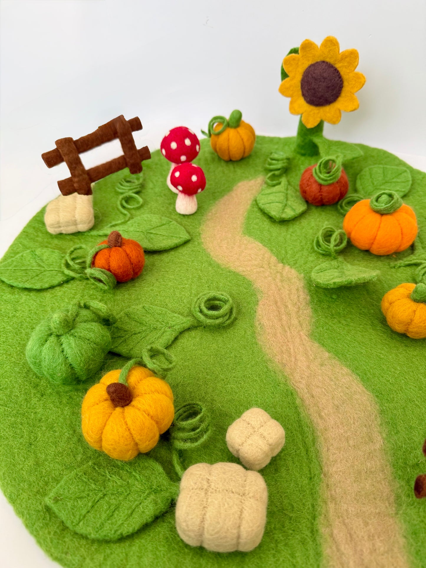 Pumpkin picking field Large Mat